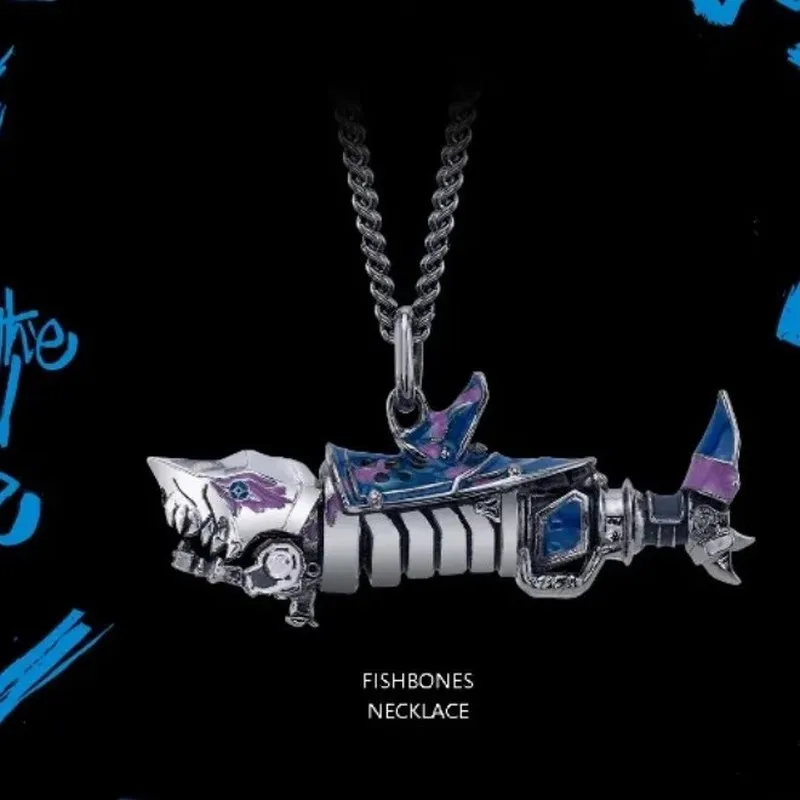 Hot Spot Arcane: League Of Legends Jinx Graffiti Fishbone Collar Colgante Cyberpunk Estilo Mecánico Accesorios Periféricos