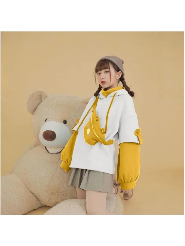 

3XL Harajuku Aesthetic Bear Anime Hoodie Women Korean Kawaii Crewneck Long Sleeve Oversize Streetwear Kpop Y2K Winter Cloth Top