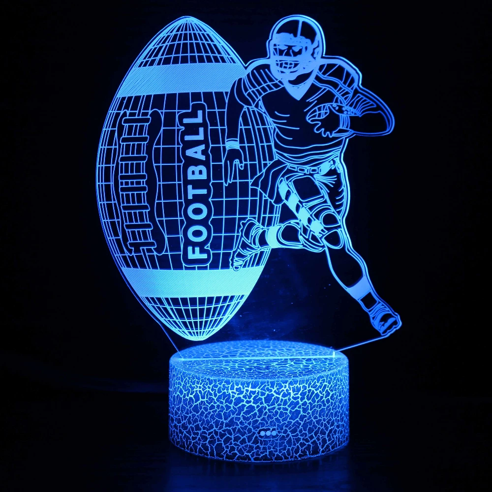 Football Night Light for Kids Room Rugby Illusion LED Lamp 7 Colors Changing Bedside Decor Birthday Gift for Children Boys Men