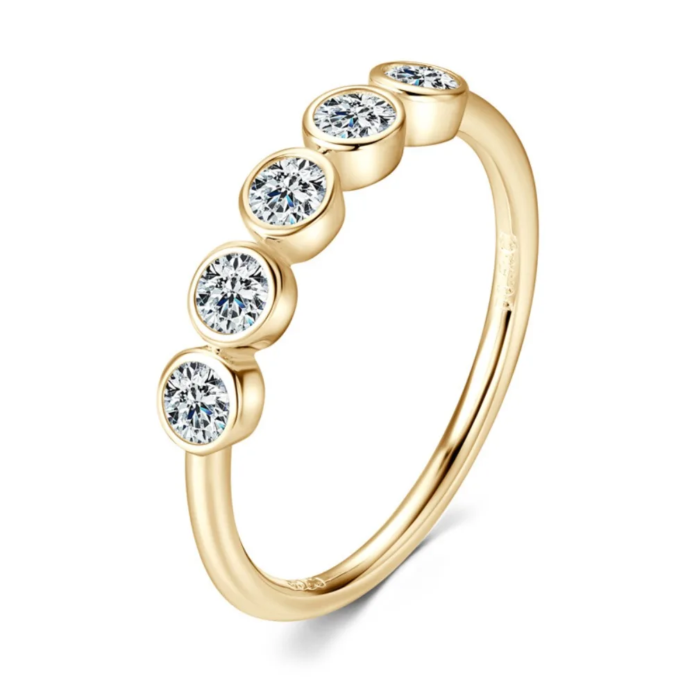 

LinkerLove Half Eternity Moissanite Bubble Wedding Band 18K Gold Plated S925 Sterling Silver Diamond Promise Ring Party Jewelry