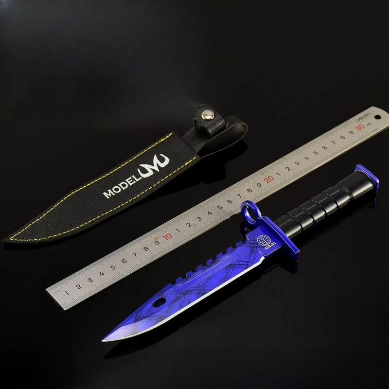 26 سنتيمتر/10.23in M9 دوبلر الأزرق قلادة جلدية لعبة الطرفية كاتانا سكين سلاح معدني نموذج تأثيري الدعامة الحلي الحرفية الهدايا #4