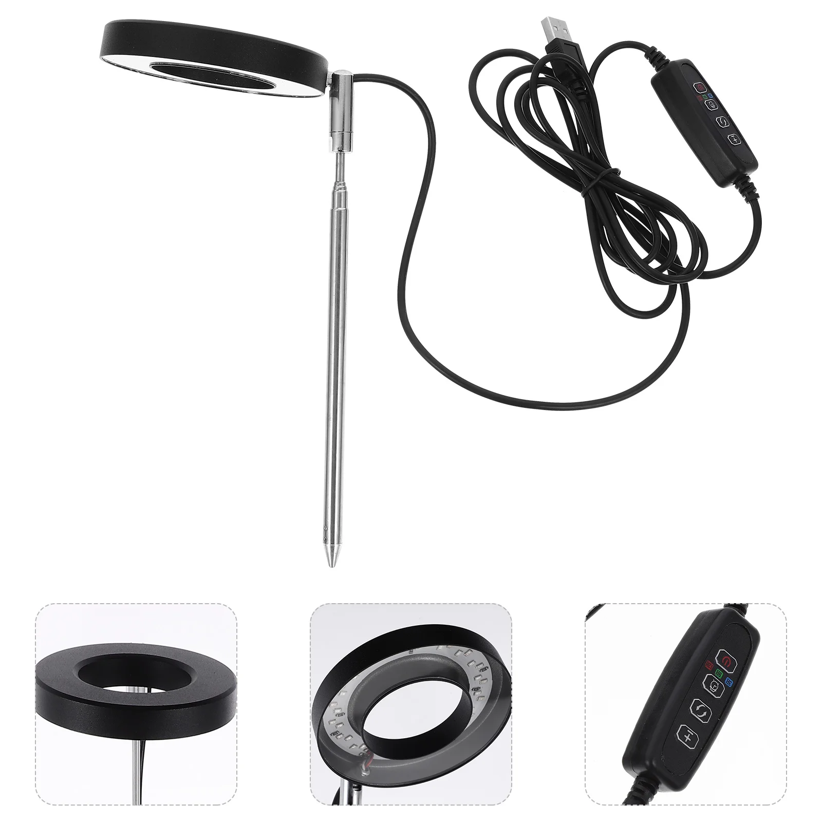 Indoor Grow Lights Plant Growing Telescopic Stand with Lamp for Plants Black Succulent