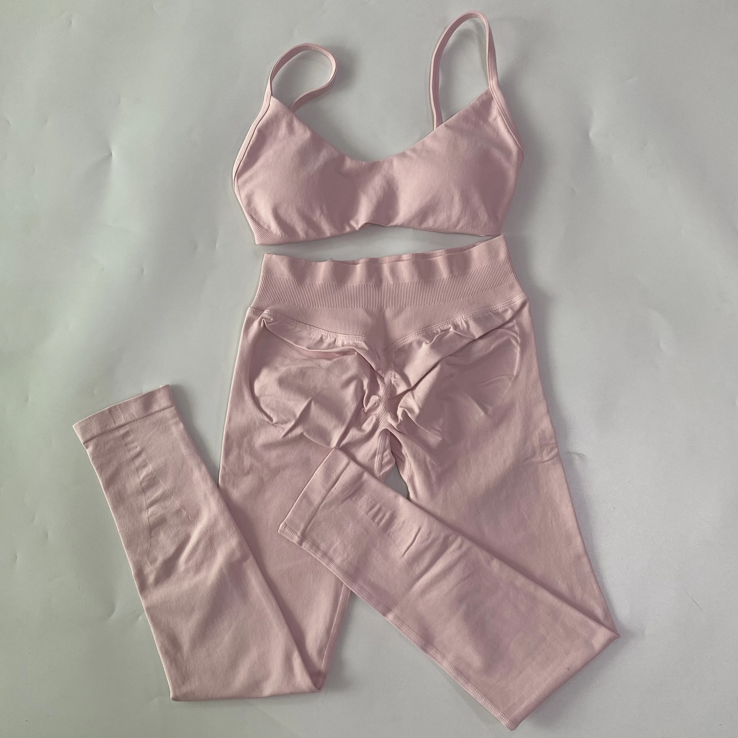 2-teiliges Sport-Set, Sport-BH mit Rundhalsausschnitt, nahtloses Yoga-Set, Fitness-Leggings-Set, Damen-Trainingsanzug, Sportbekleidung, Activewear – Detail 14