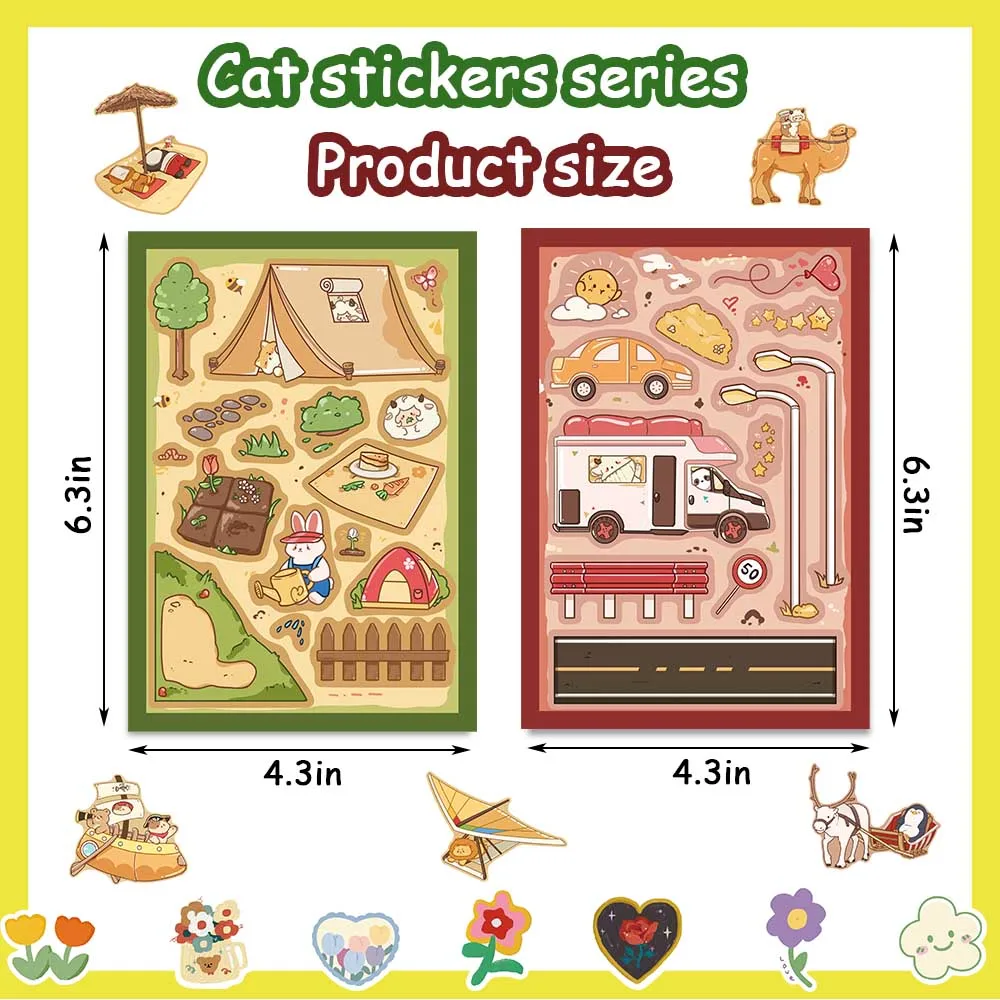 32Sheets Animal Travel Children DIY Puzzle Stickers Cartoon Face Assemble Stickers Luggage Bike Phone Kids Boys Girls Toys