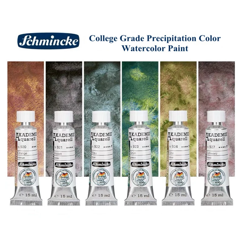 Schmincke AKADEMIE®AQUARELL pintura de acuarela, tubos de 6x15ML, fuerte textura granulante, pintura de lluvia, suministros de arte de color