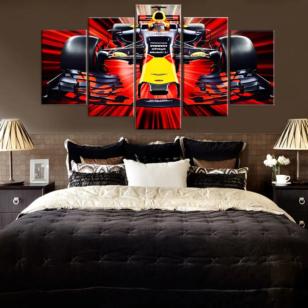 

Canvas Wall Art Poster Painting 5 Panels Cool F1 Racing Car Wallpaper Home Decoration Living Room Picture Print Bedroom Mural