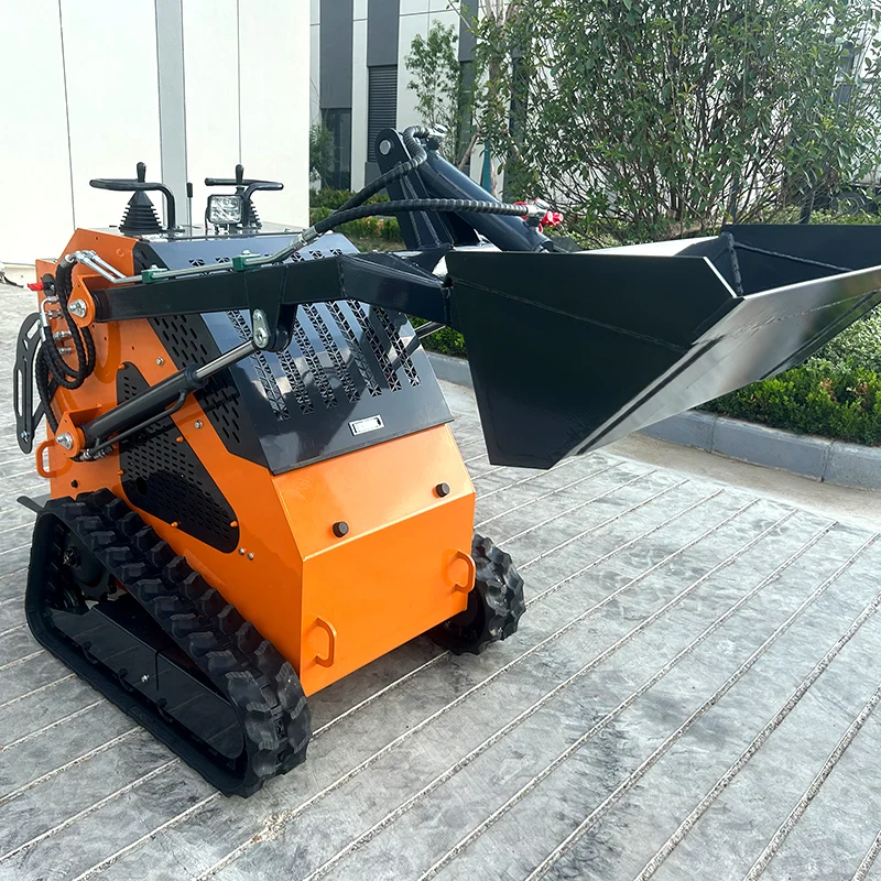 Customized Cheapest EPA EURO5 skid steer loader stand behind mini track skid steer loader with Optional Attachment