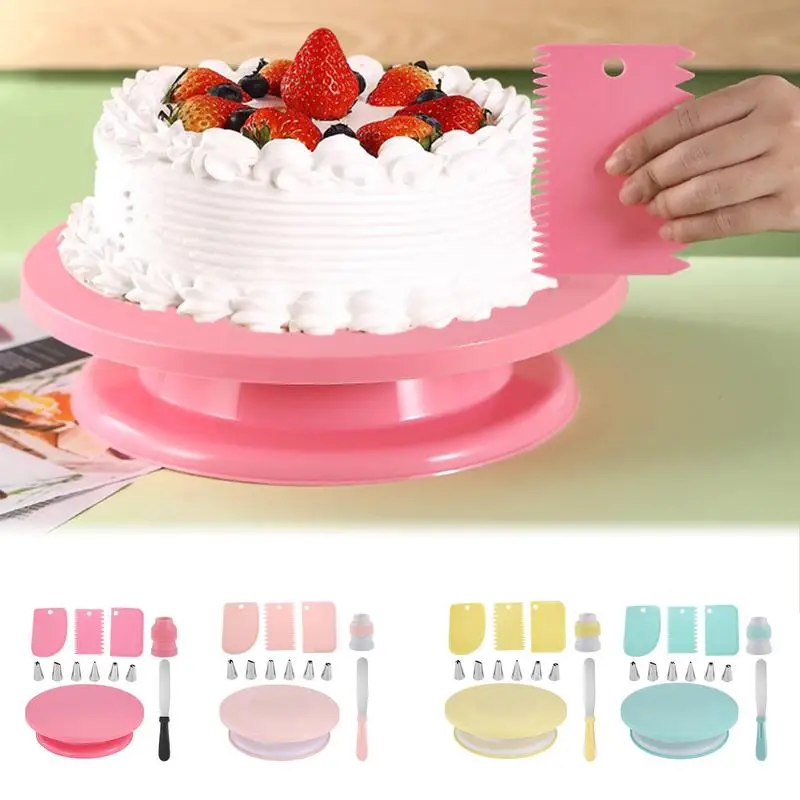 

Cake Decorating Turntable Food-Grade Turn Table For A Cake Smooth Silent Rotation Includes 3 Icing Comb Scrapers 1 Spatula 6