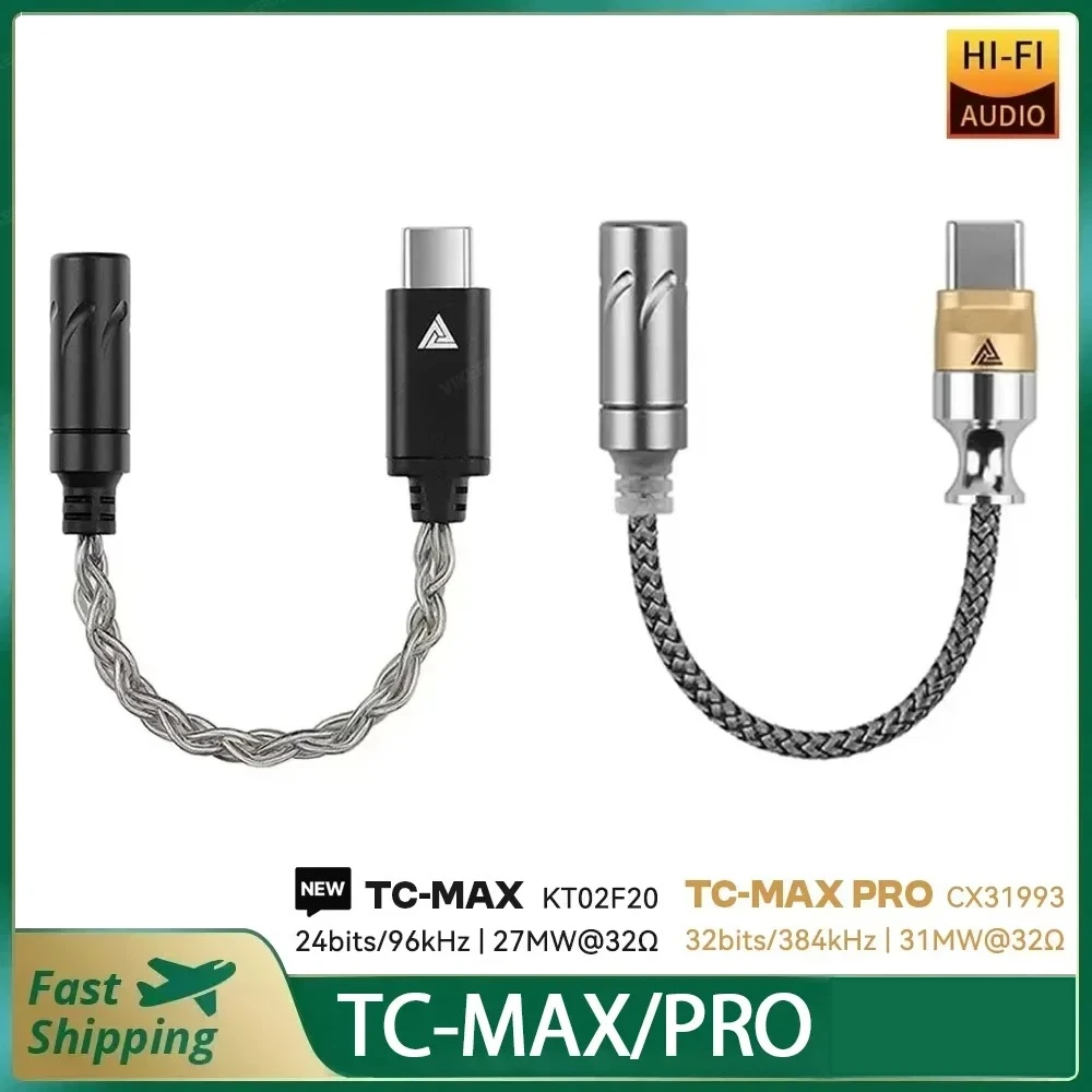QKZ TC-MAX Pro HiFi DAC USB Type C To 3.5mm Headphone Amplifier Audio Decoder IEM AMP Mobile Phone Adapter CX31993 32bits/384kHz