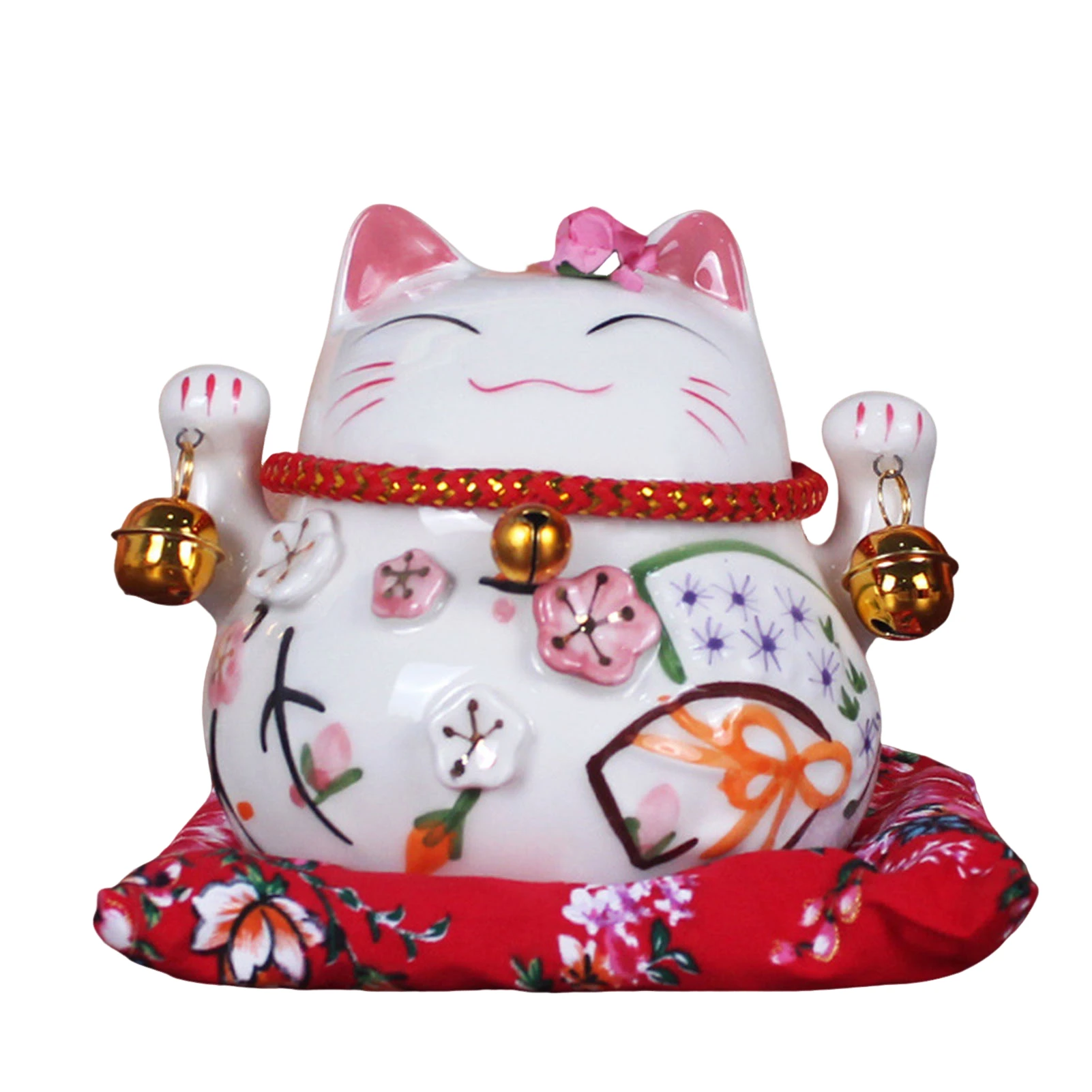 Ceramic Prosperity Cat Decoration Good Wishes Money Fortune Cat Statue Figurines Ideal Gift for Christmas Valentine's Day