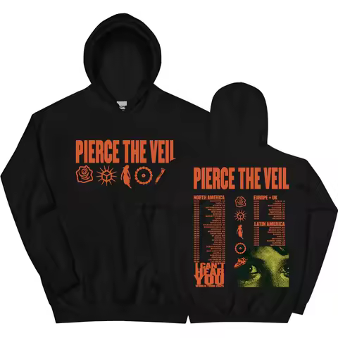 Streetwear Unisex Pierce The Veil Rock Band Hoodies I Can't Hear You World Tour 2025 Hip Hop Unisex Fashion Pullovers Men Hoodie