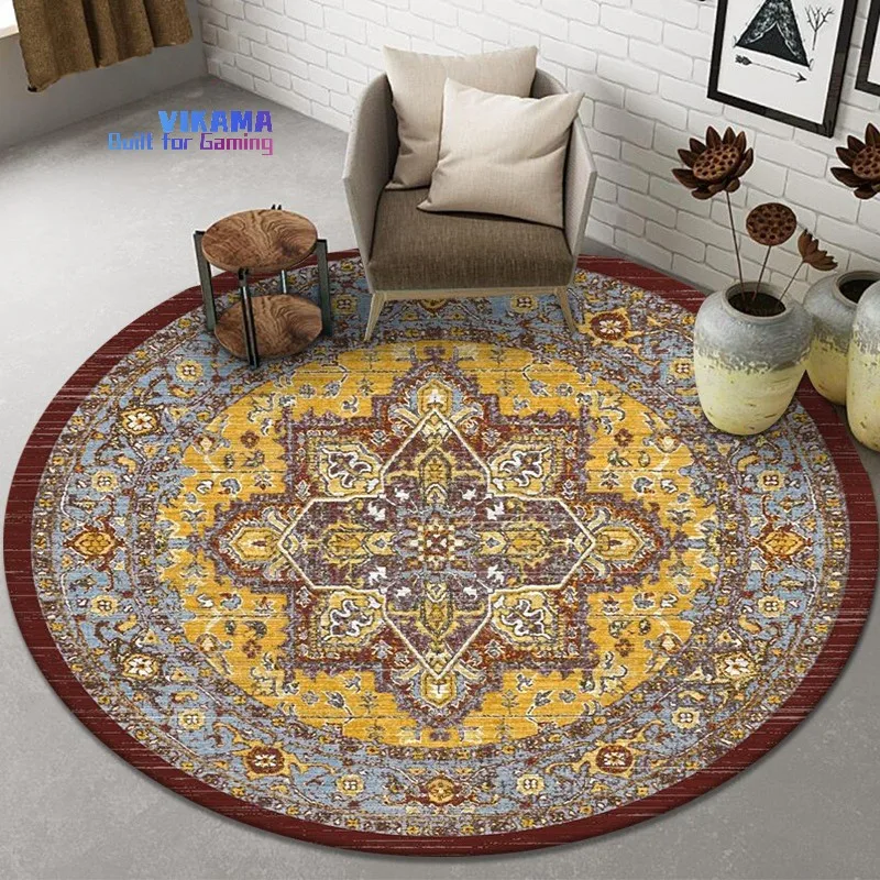 

VIKAMA Modern Style Round Crystal Pile Carpet Home Living Room Bedroom Non-slip Durable Carpet Home Decoration