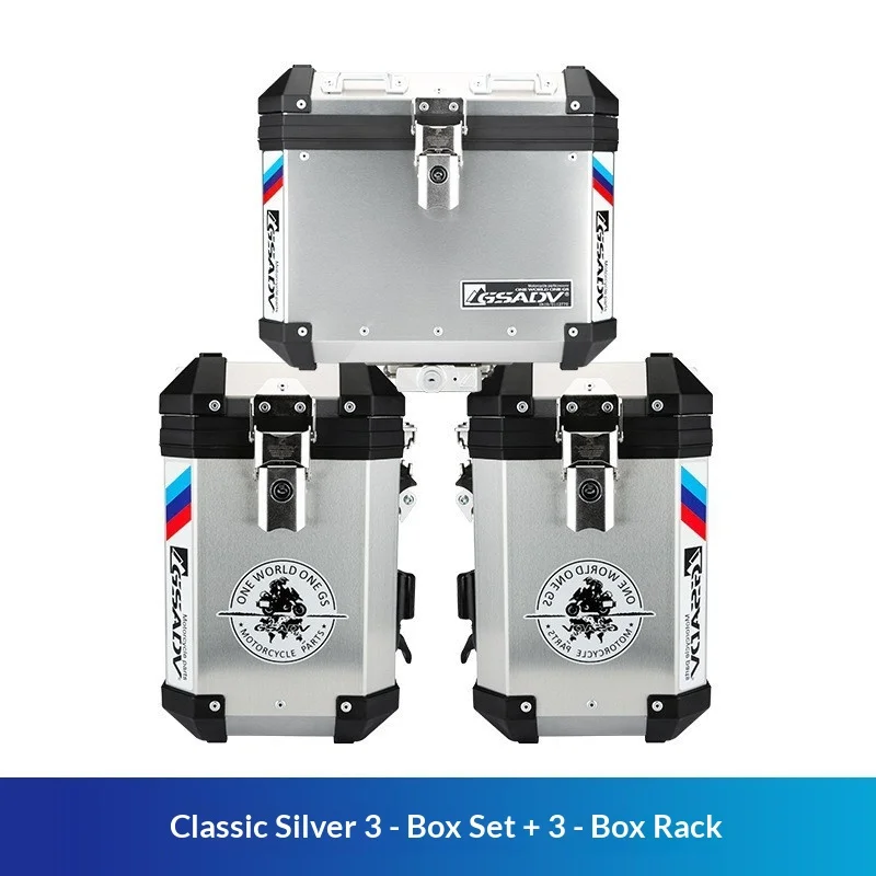 V Strom 800DE Motorcycle Side Bag Three-Box Luggage with Aluminum Alloy and Mounting Rack for Adventure Touring