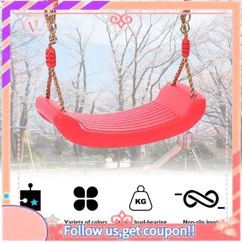 Upgraded 1 PCS Swing Seat Board Plastic Swing Set Easy Install Swing Set With Rope Red Maximum Load 86Kg For Boys Girls Outdoor