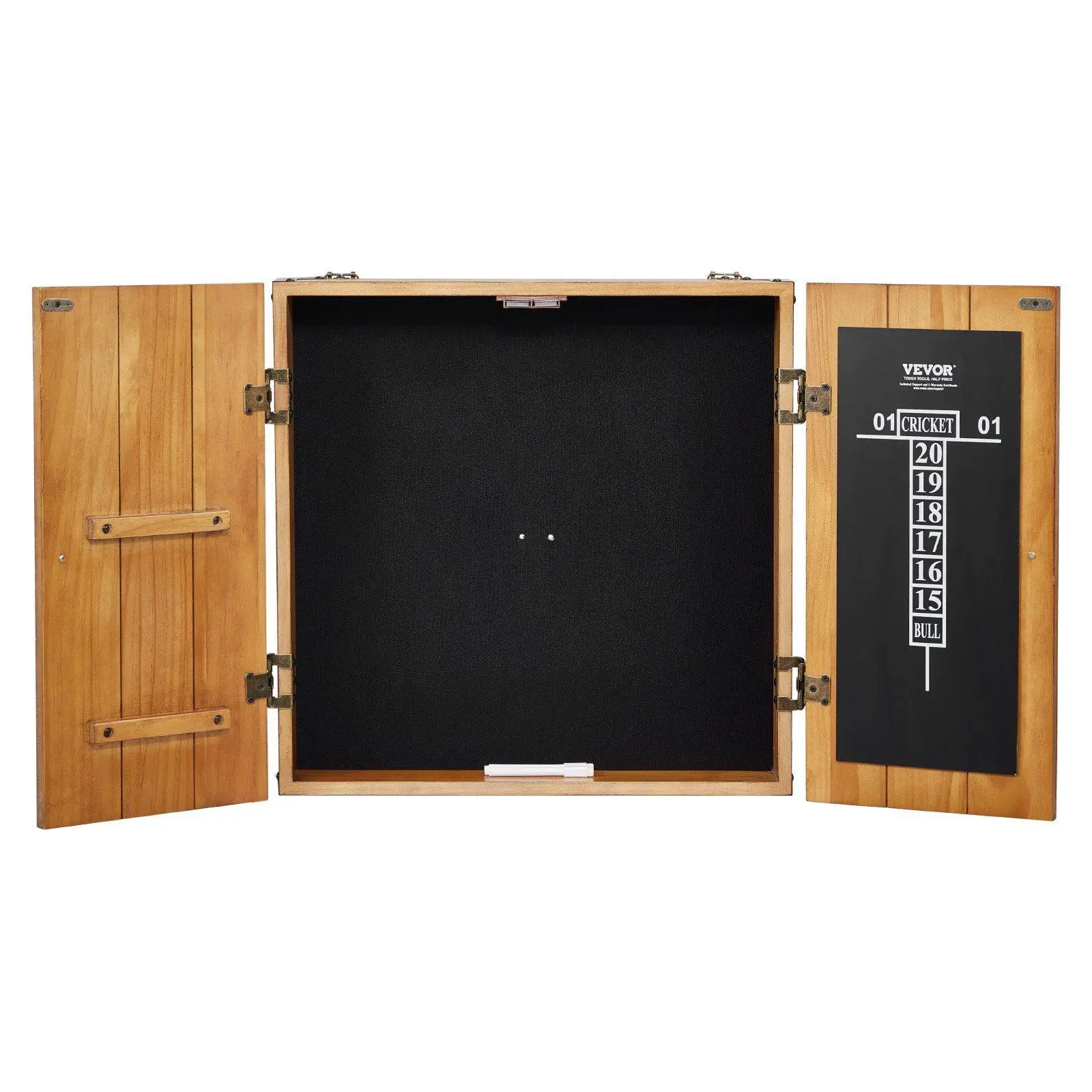 

Solid Wood Wall Mounted Dartboard Cabinet with Hidden Storage for 18in Bristle Board Scorekeeper and Markers Provided