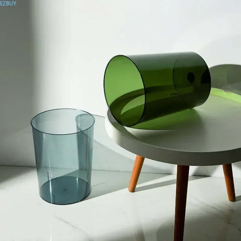 Transparent Wastebasket Without Lid Garbage Recycle Bin Home Office Rubbish Simple Kitchen Garbage Cube Multipurpose Trash Can