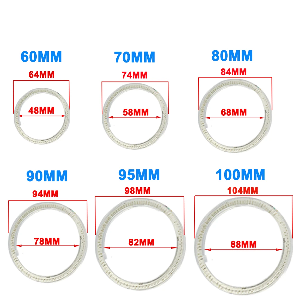 1 Set RGB Angel Eyes COB Halo Rings 60MM 70MM 80MM 90MM 95MM 100MM 110MM 120MM Car Motorcycle Halo Ring With Cover APP Control