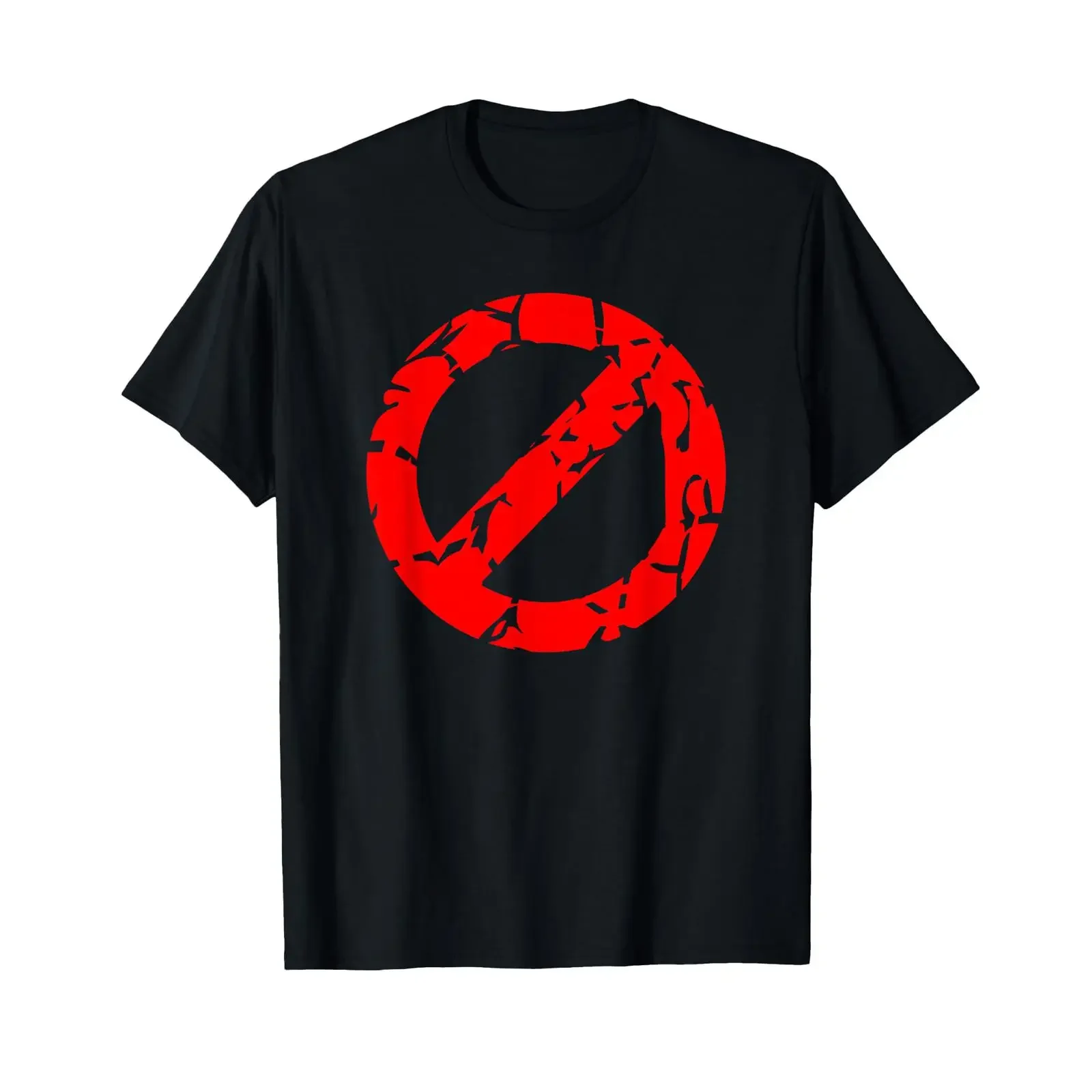 Prohibition Sign Crossed Red Circle Grunge Everything Funny T Shirt black vintage Washed Unisex Versatile Soft