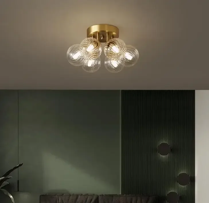 

Современный потолочный светильник, медь, спальня, гостиная, домашний декор, роскошный волшебный боб, цветок, стеклянный шар, ресторан, креативный потолочный светильник