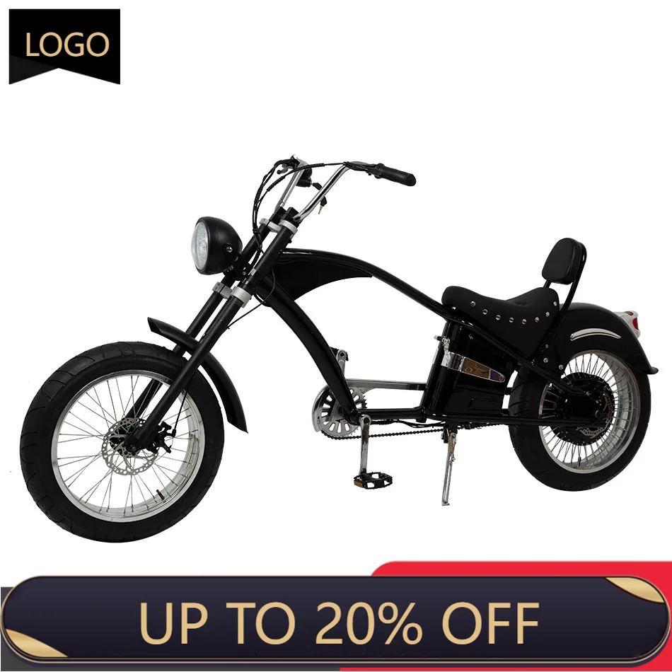 WWE 750W 1000W Electric City Bike 20 Fat Tires Electric City Bike Vintage Style Chopper E Cruiser