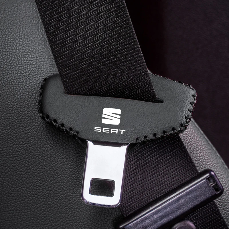 Universal Car Seat Belt Buckle Cover Leather Protector Case For Seat Ibiza FR Ateca Altea Leon Alhambra Exeo Arona Toledo Cupra