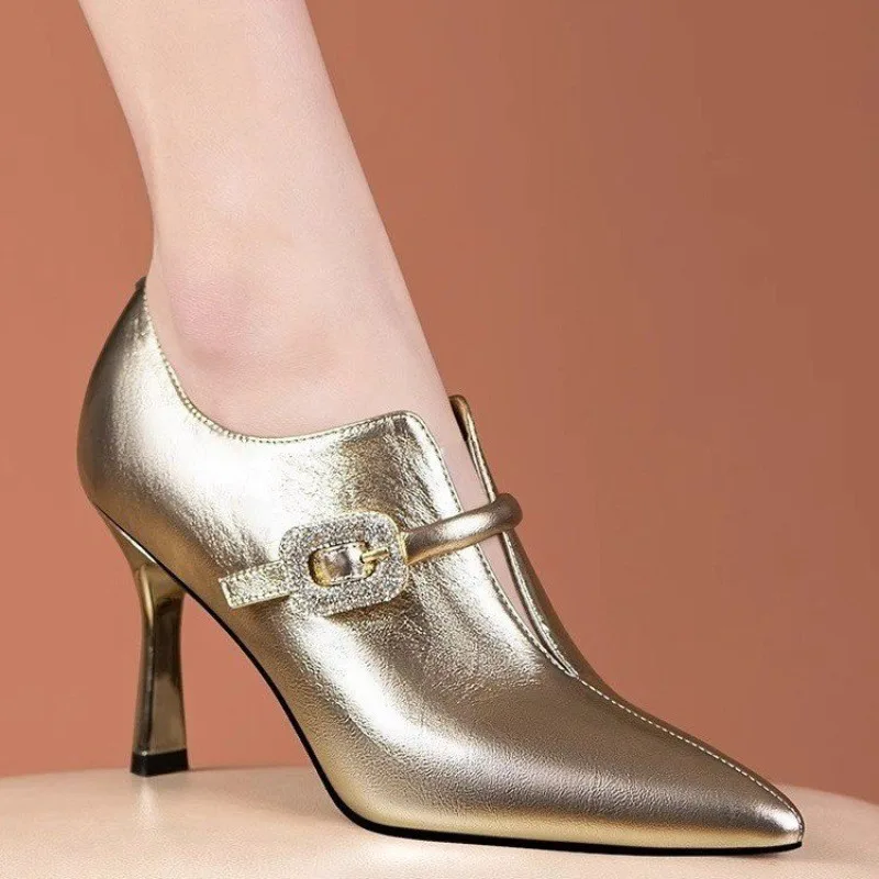 

Women Pumps New Fashion High Quality Stiletto Heel Ankle Boots Autumn Spring Casual Patent Leather High Heels Shoes for Women