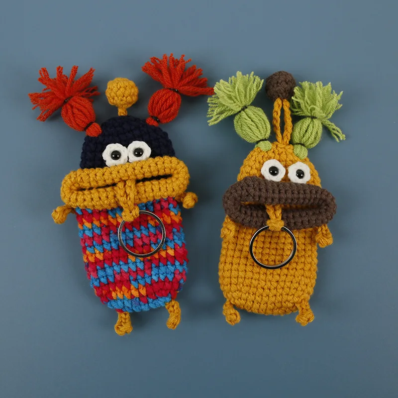 Funny Sausage Mouth Doll Crochet Keychains For Car Keys Storage Bag Cute Monster Doll Knitted Keyrings Wholesale Creative Gifts