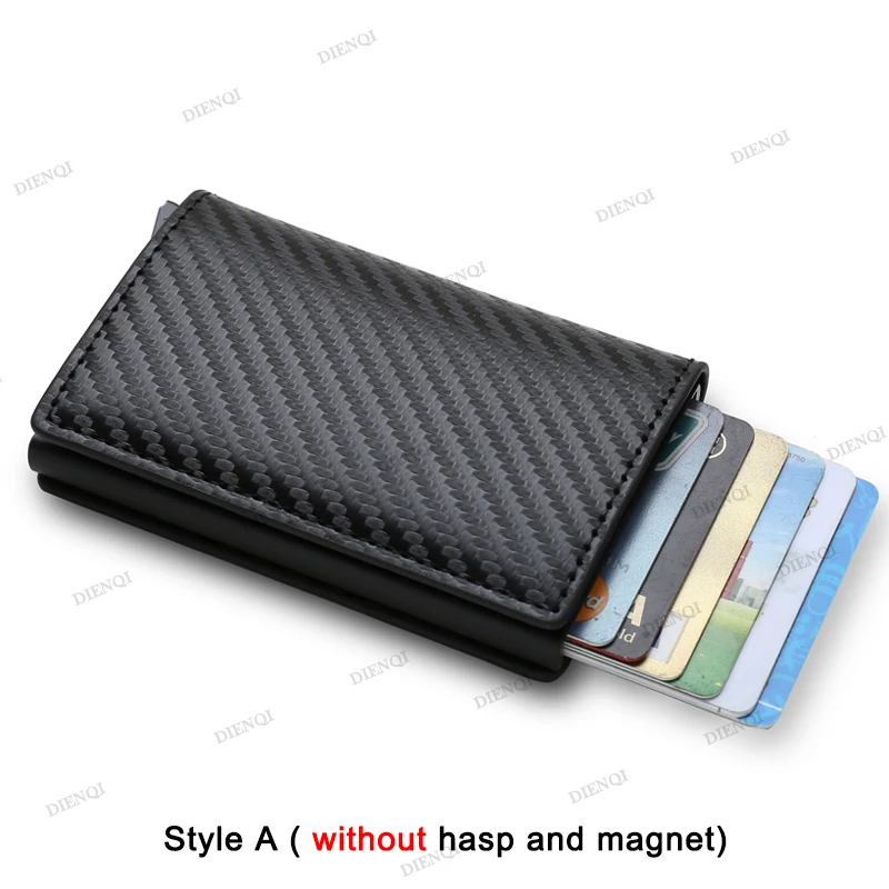 Carbon Fiber Credit Card Holder Wallets Men Brand Rfid Black Magic Trifold Leather Slim Mini Wallet Small Money Bag Male Purses