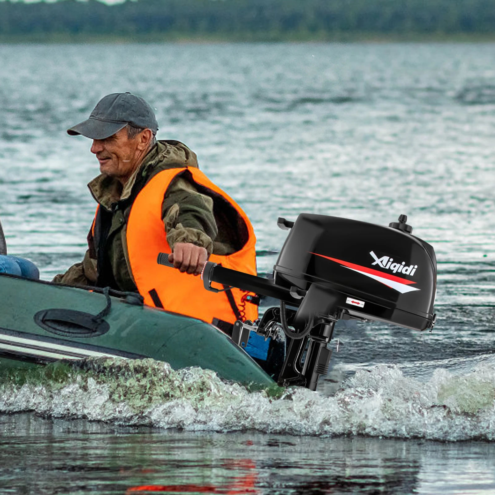 3.5HP Engine 2 Stroke Motor, Sports Outboard Motor With CDI &Amp; Water Cooling System For Kayak Fishing Boat Canoe