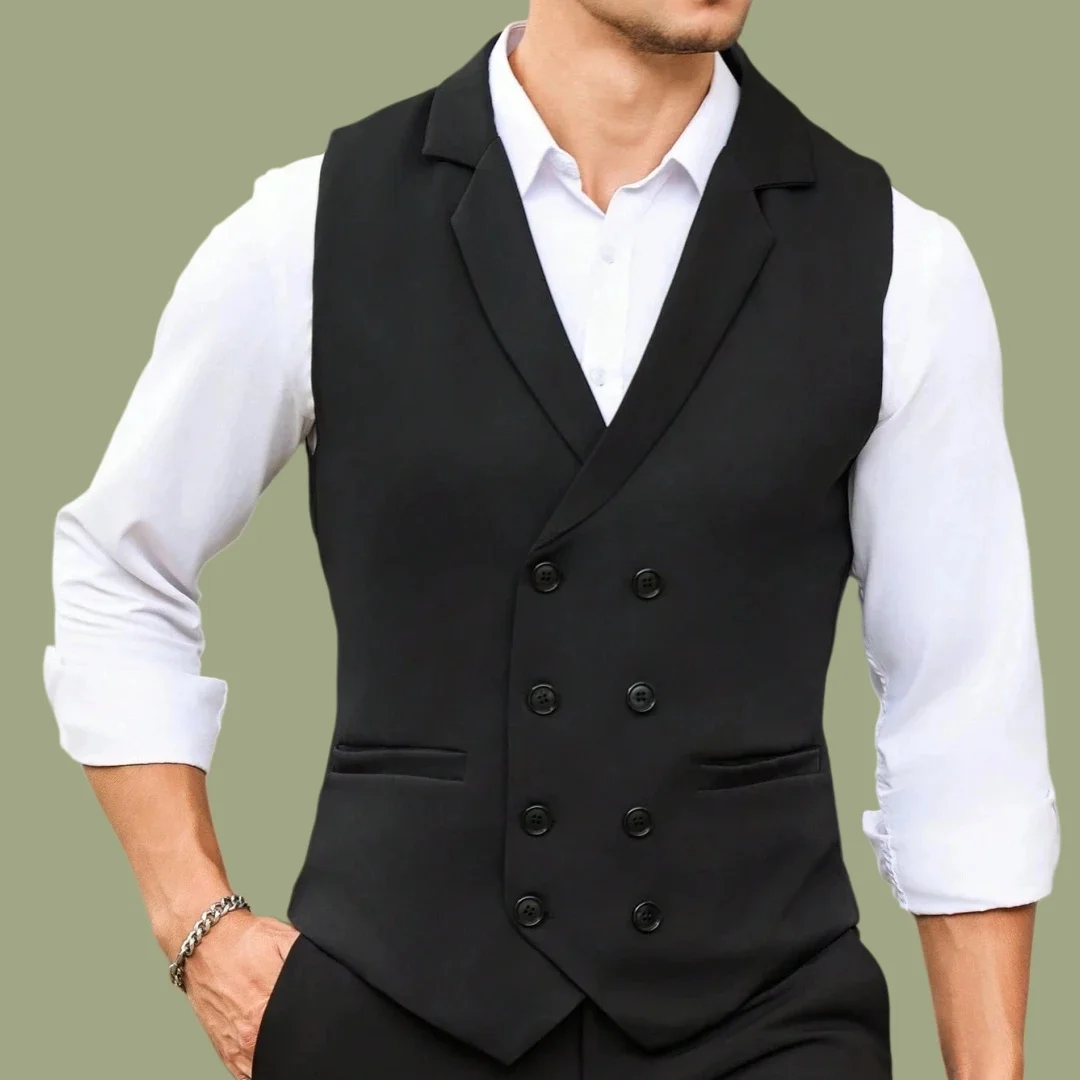 

Мужской жилет с двумя пуговицами для свадьбы, дня рождения, банкета, делового повседневного стиля, модная мужская одежда