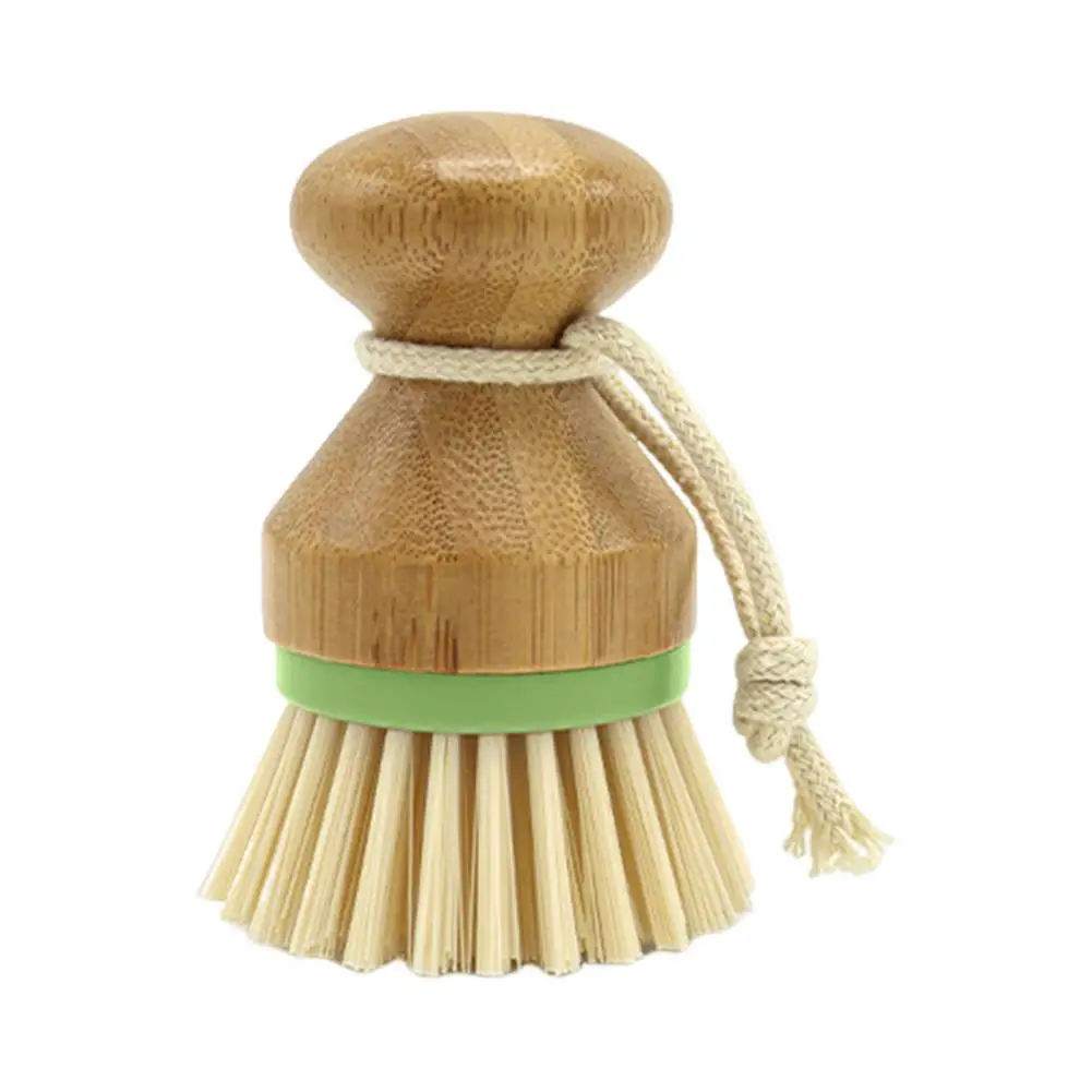 Sustainable Bamboo Handle Brush Round Palm Dish Brush Eco-friendly Bamboo Dish Brush with Non-scratch Nylon Bristles for Safe