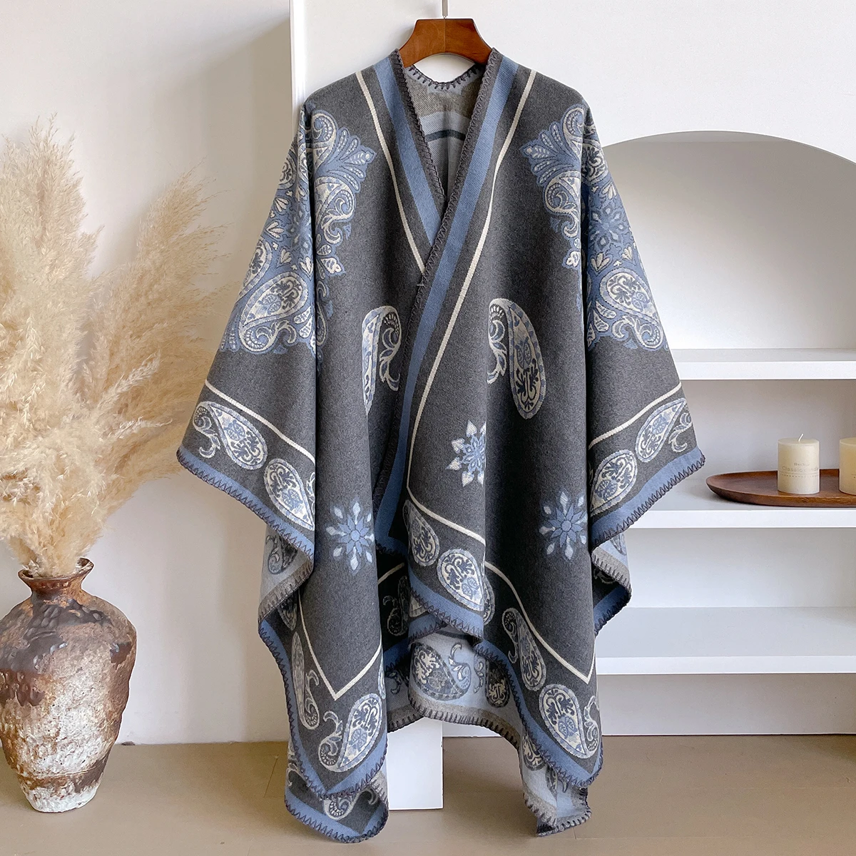 

Брендовая модная зимняя кашемировая шаль для женщин - картина маслом с цветочным принтом, кашемировый толстый шарф и пончо из пашмины