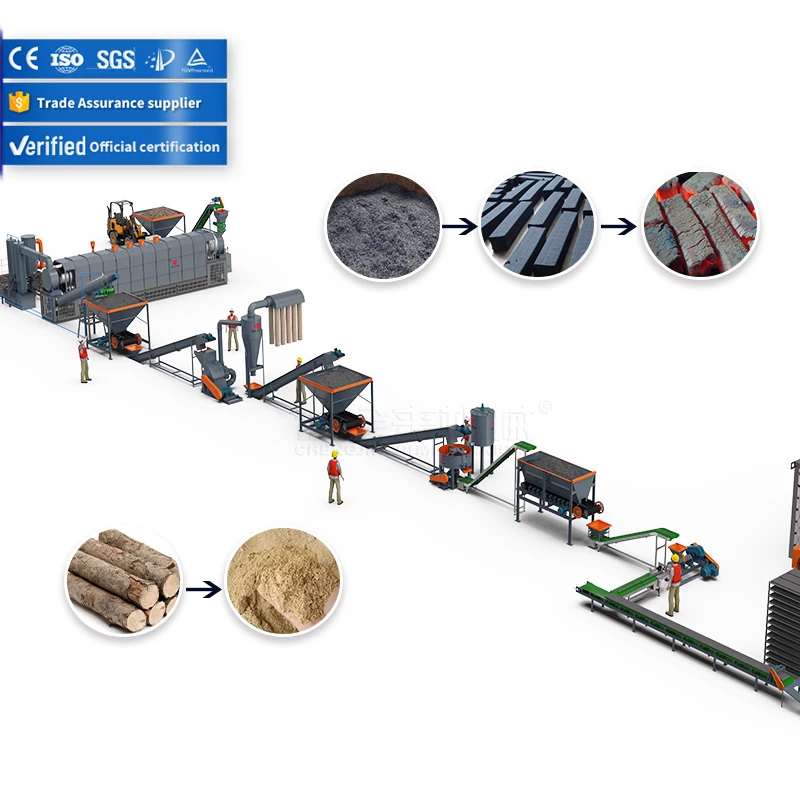 Continuous Biomass Coconut Shell Carbonization Furnace Rice Hull Carbonizer Machine Charcoal Machine Wood Biochar Making Motor
