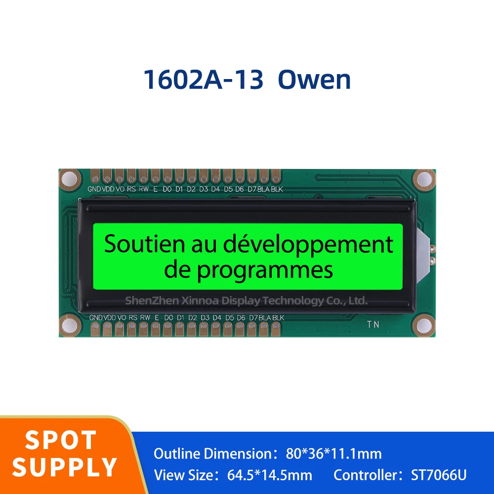 16*2 Monochrome Screen Multilingual Module 02*16 LCD Green Green Light Black Letters European 1602A-13 Character LCD Module