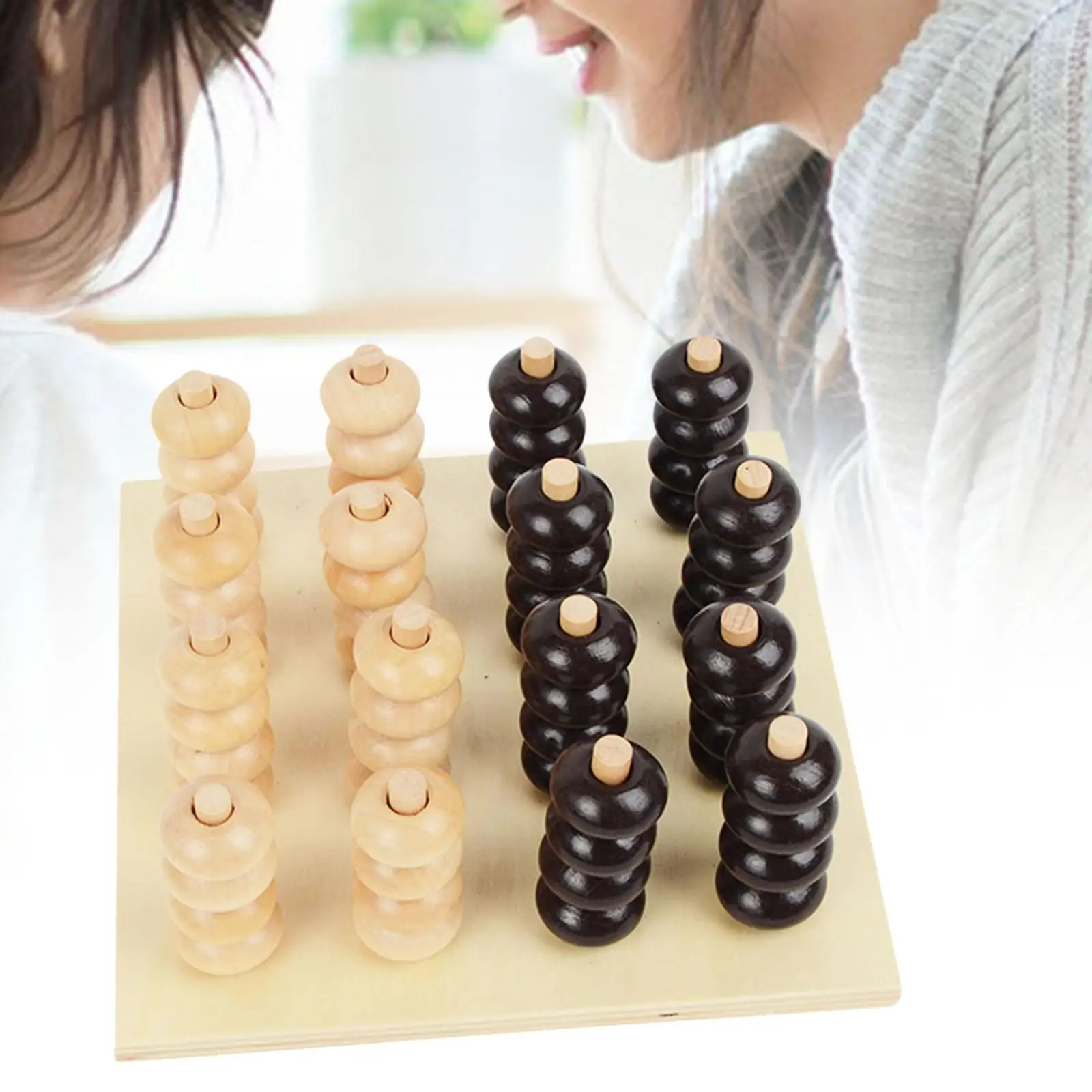 

Four in A Row Board Games, 4 Connect in A Row ,Wood, 3D Kids Puzzle Toy, Family Board Games ,Classic Strategy Game