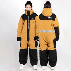 Motorcycle Winter Plush Thickened Cold-proof Waterproof Split Leg Cycling Clothing Outdoor Skiing and Fishing One-piece Suit