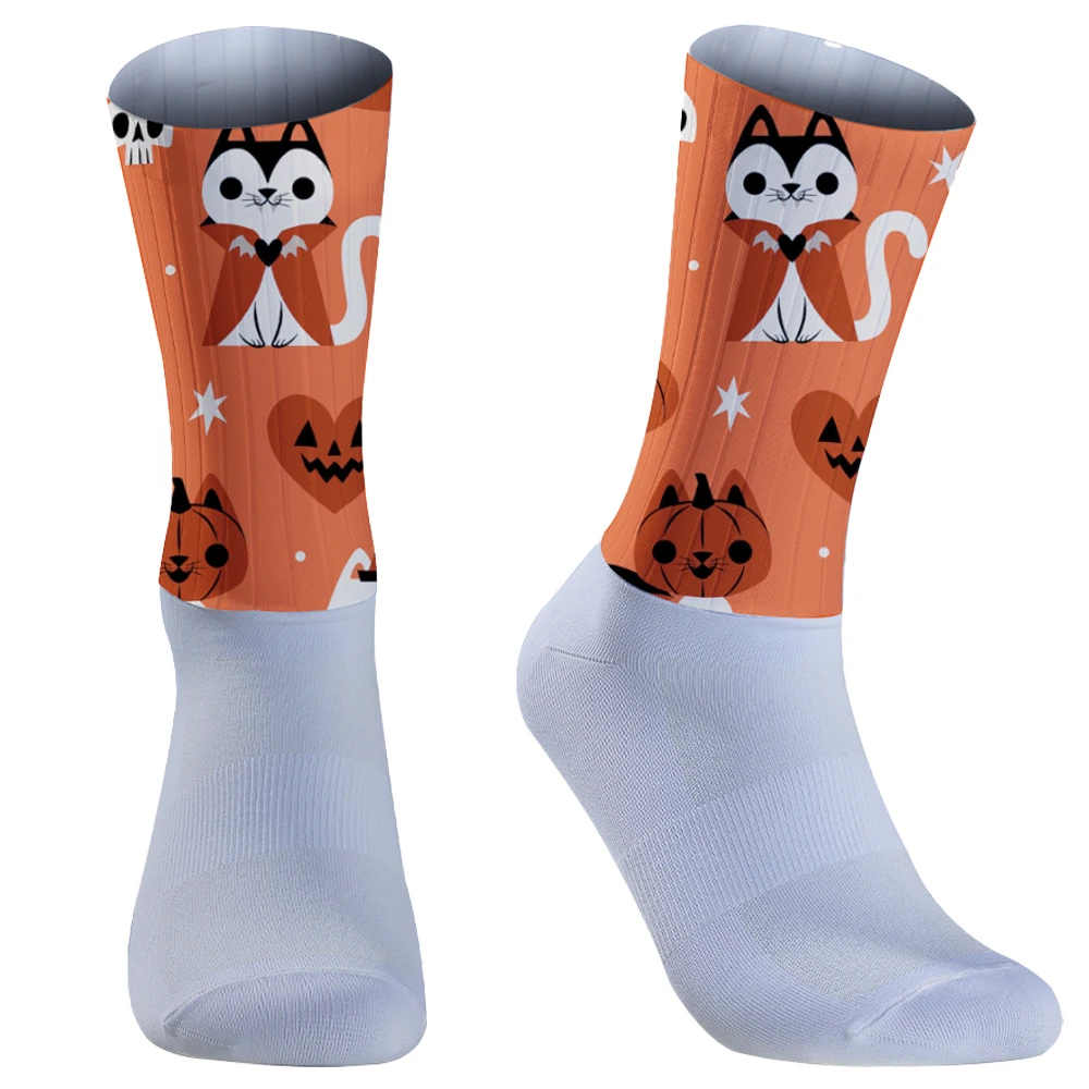 Calcetines de Ciclismo de Halloween para hombre y mujer, medias atléticas de media pantorrilla, calcetines deportivos transpirables absorbentes de sudor para correr, nuevos