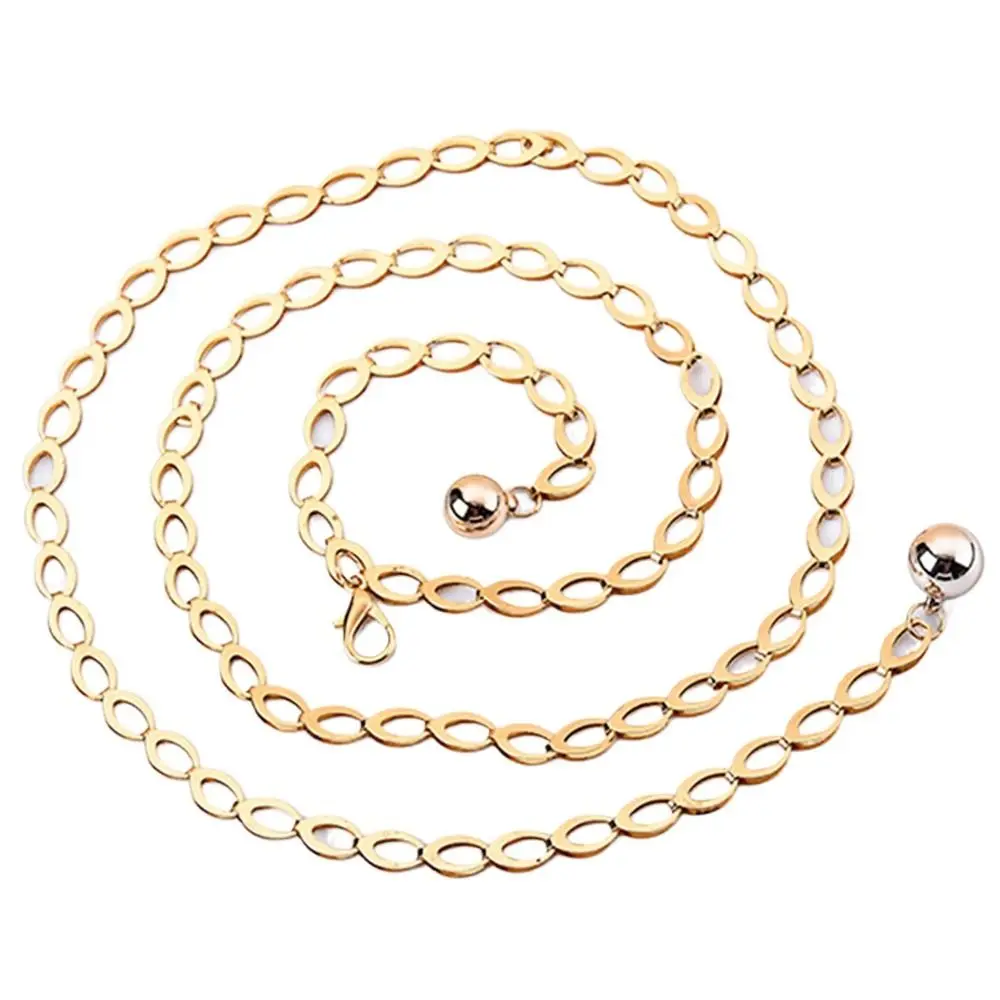 Luxury Hollow Hollow Waist Chain Oval Chain Belly Belt Metal Waist Belt Dress Decor Jeans Trouser Decor Chain Waistband Daily