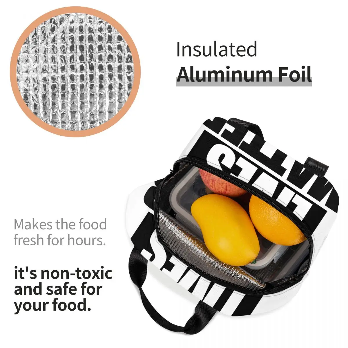 Saco de almoço à prova de vazamento justiça para george floyd equal racismo racista reutilizável saco térmico tote lancheira trabalho piquenique bento bolsa