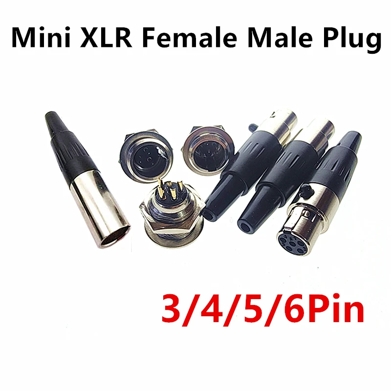 Mini XLR 3pin 4pin 5pin 6pin Female Plug Male Socket Microphone Audio Connector Cable Soldering Mic Adapter