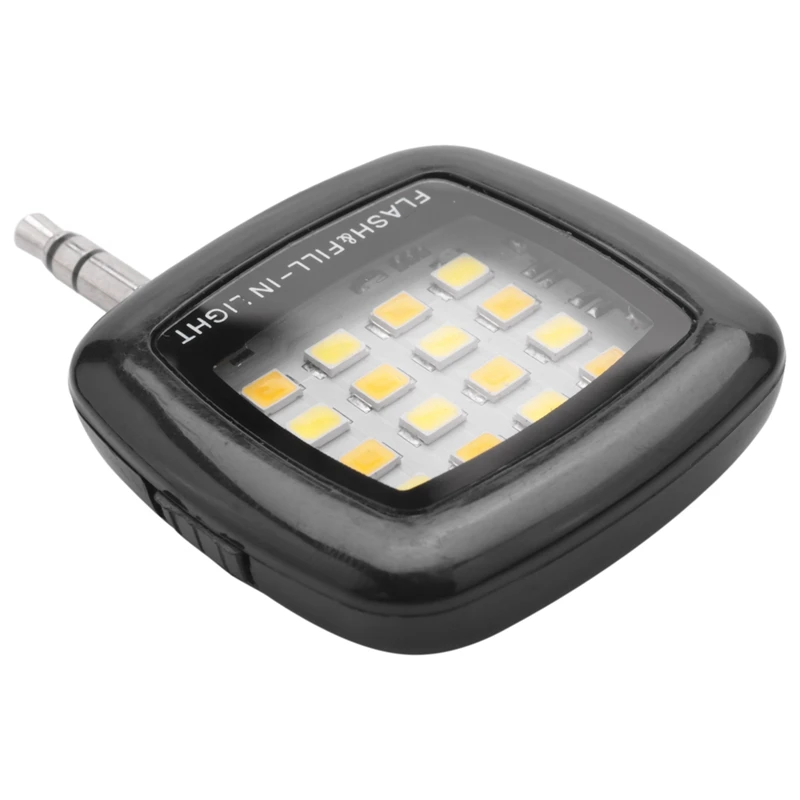 スマート自撮りカメラ,16 LEDフラッシュライト,3.5mm,携帯電話用,黒,2個