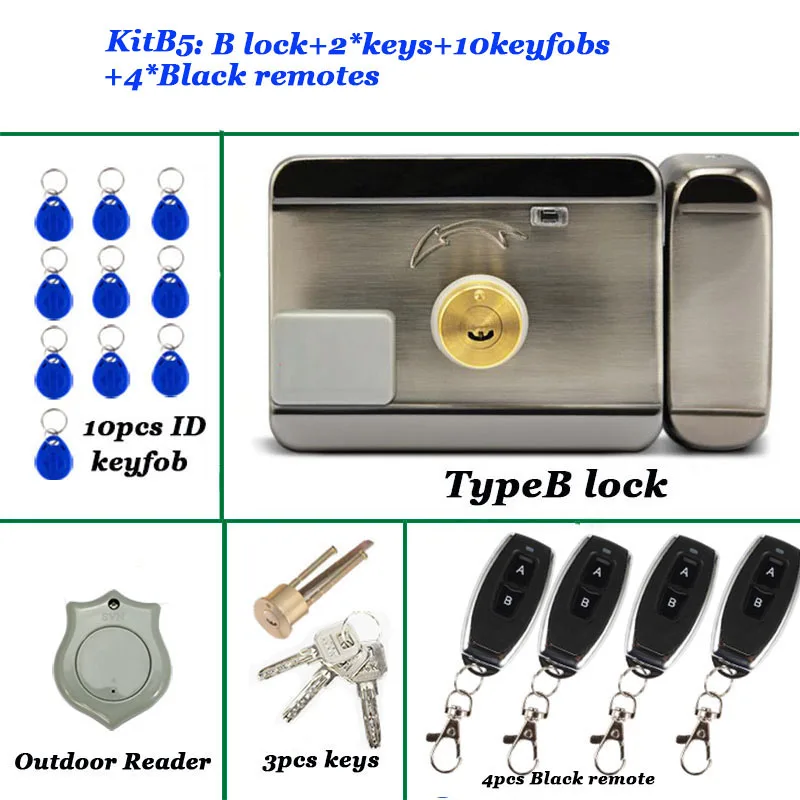 Remote control Lock RFID Electric lcok Invisiable Door lock Hidden Lock Mechanical key Gate opener 125Khz Keytag Access control