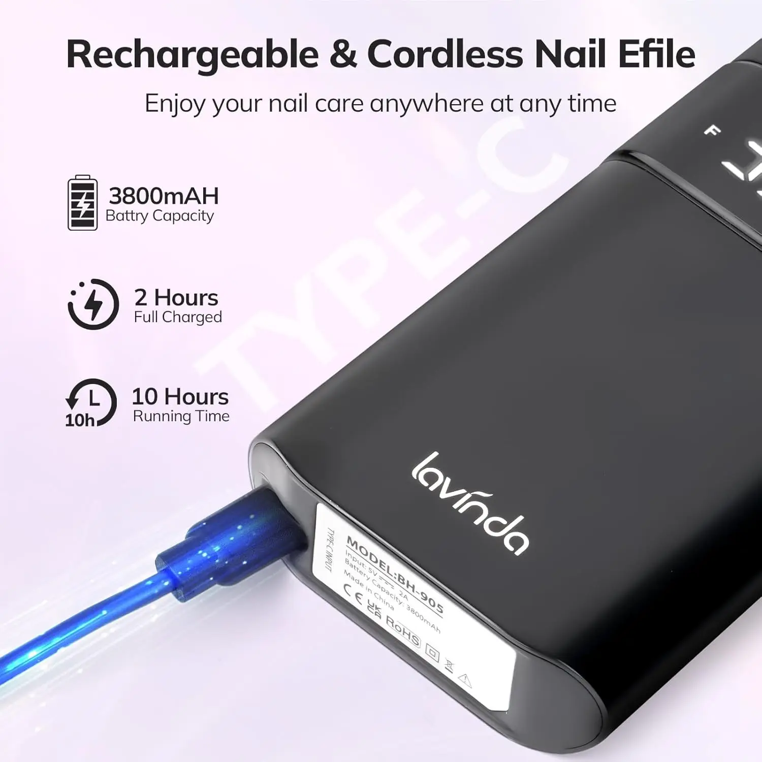 Perceuse à ongles sans fil 35000 tr/min, effet d'ongle électrique Rechargeable pour ongles en Gel acrylique, outils de polissage de manucure et pédicure