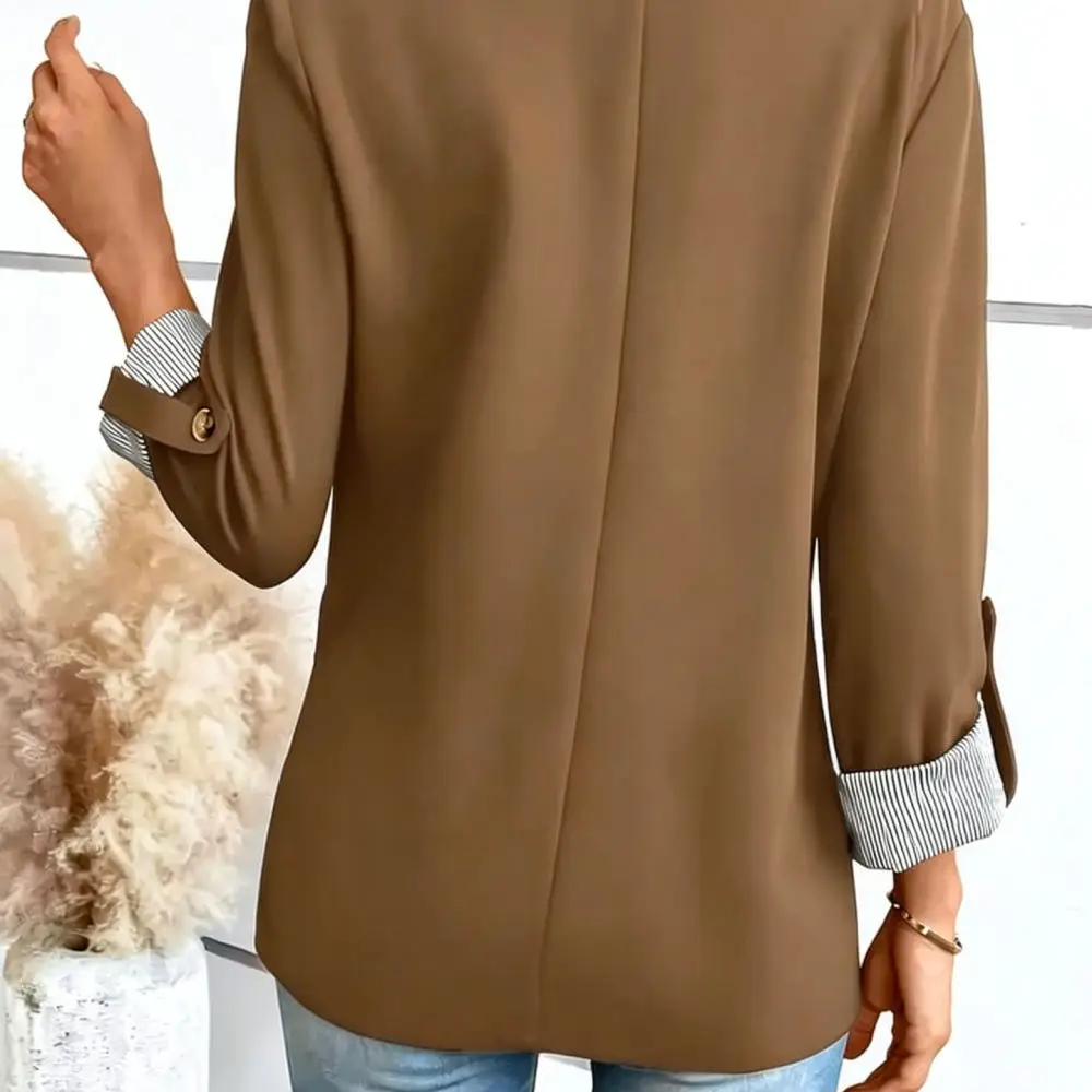 2025 Slim Fit Blazer Jacket For Women Seven Sleeve Business Casual Suit Elegant Office Outwear Fashion Solid Color Coat