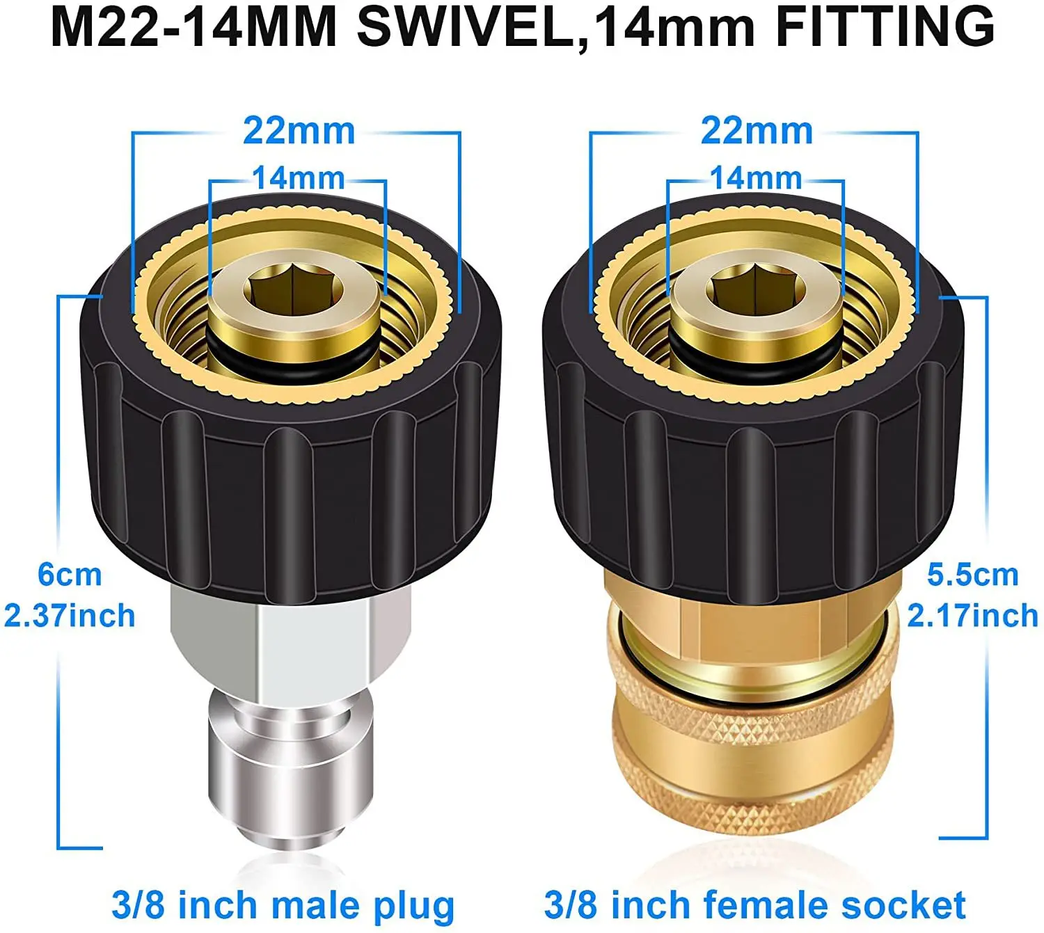 Wysokociśnieniowy pistolet do oczyszczania wody i łącznik łącznik do węża M22 Turn 3/8 męski lub żeński złączka Adapter głowicy na wodę