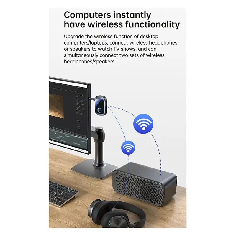 DT21 Dual Stream HIFI Wireless Stereo Adapter 3.5mm AUX with Mic 2 in 1 Bluetooth 5.4 Audio Receiver Transmitter Multipoint