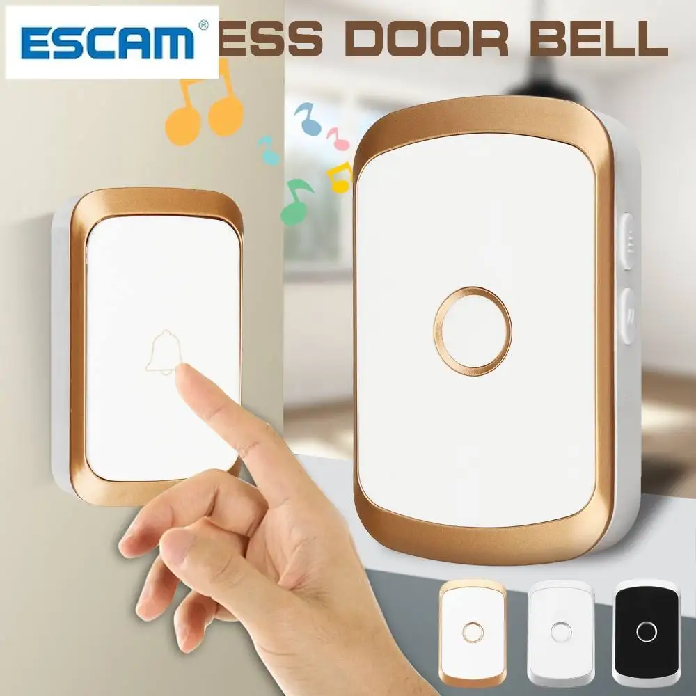 ESCAM 1Set Wireless Doorbell 350M Remote CALL Waterproof Smart Door Bell  110V 220V EU/UK/US Plug Universal Music Doorbell