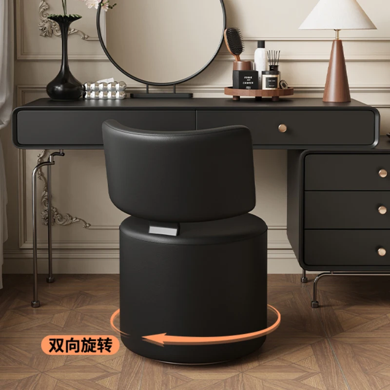 2024 New Dressing Table Stool Bedroom Backrest Rotating Makeup Chair Antique Round Stool Toilet Makeup Furniture Living Room image 4