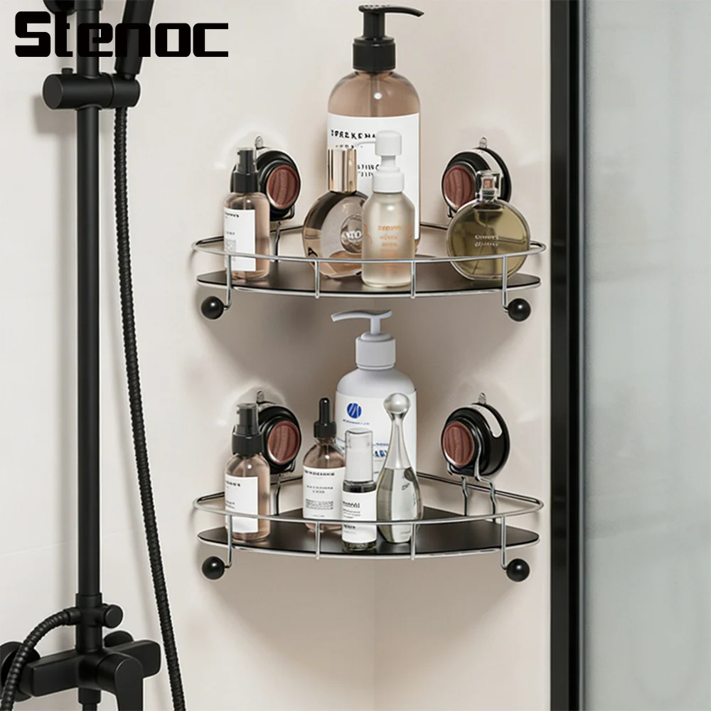Saugnapf-Badezimmerregal Ohne Bohren Wandmontiertes Abnehmbares Toiletten-Aufbewahrungsregal Mit Haken Edelstahl Badezimmerzubehör