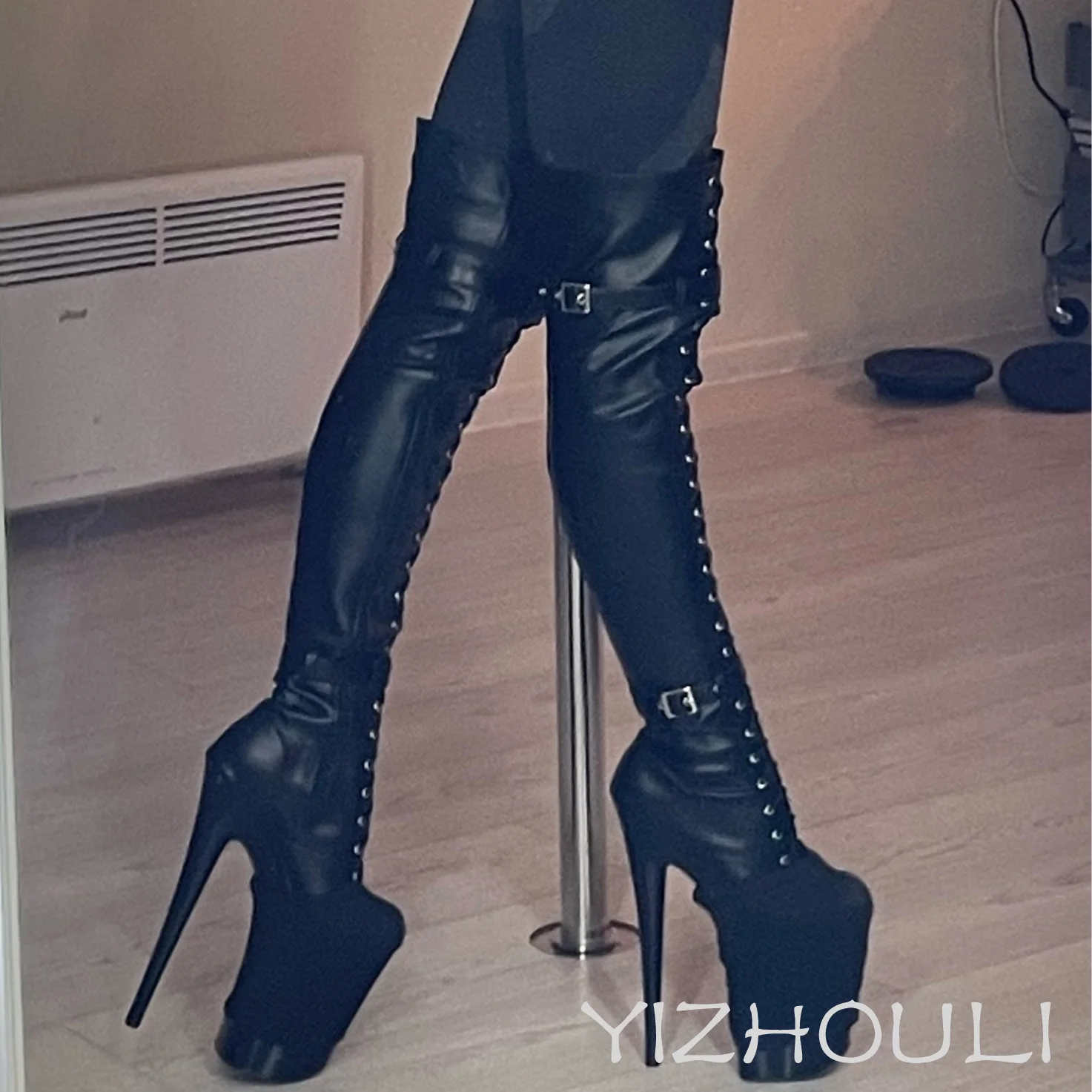 Sexy model 23cm heels available in custom colors, club pole dancing boots with 9-inch, thigh-high boots